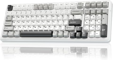 Amazon AULA F99 Teclado mecánico inalámbrico, triple modo BT5.0/2.4GHz/USB-C Teclado personalizado intercambiable en caliente, interruptores lineales prelubricados, teclados RGB retroiluminados para juegos