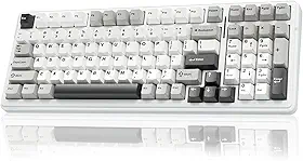 AULA F99 Teclado mecânico sem fio, Bluetooth trimodo 5.0/2.4 GHz/USB-C teclado mecânico intercambiável a quente, interruptores lineares pré-lubrificados, estrutura de junta, teclado personalizado