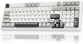 AULA F99 Teclado mecânico sem fio, Bluetooth trimodo 5.0/2.4 GHz/USB-C teclado mecânico intercambiável a quente, interruptores lineares pré-lubrificados, estrutura de junta, teclado personalizado
