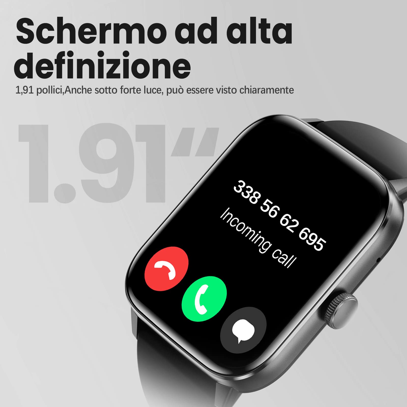 zaisia Smartwatch Uomo Donna, 1,91'' Orologio Smartwatch con Effettua/Risposta Chiamate, 100+ Modalità Sportivo Smart Watch con Contapassi/Cardiofrequenzimetro, IP68 Fitness Tracker per Android iOS