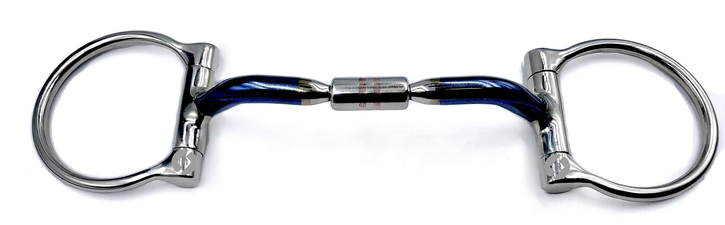 Western Dee Ring Snaffle Blue Sweet Iron with Copper Roller (12.5cm / 4.92inches)