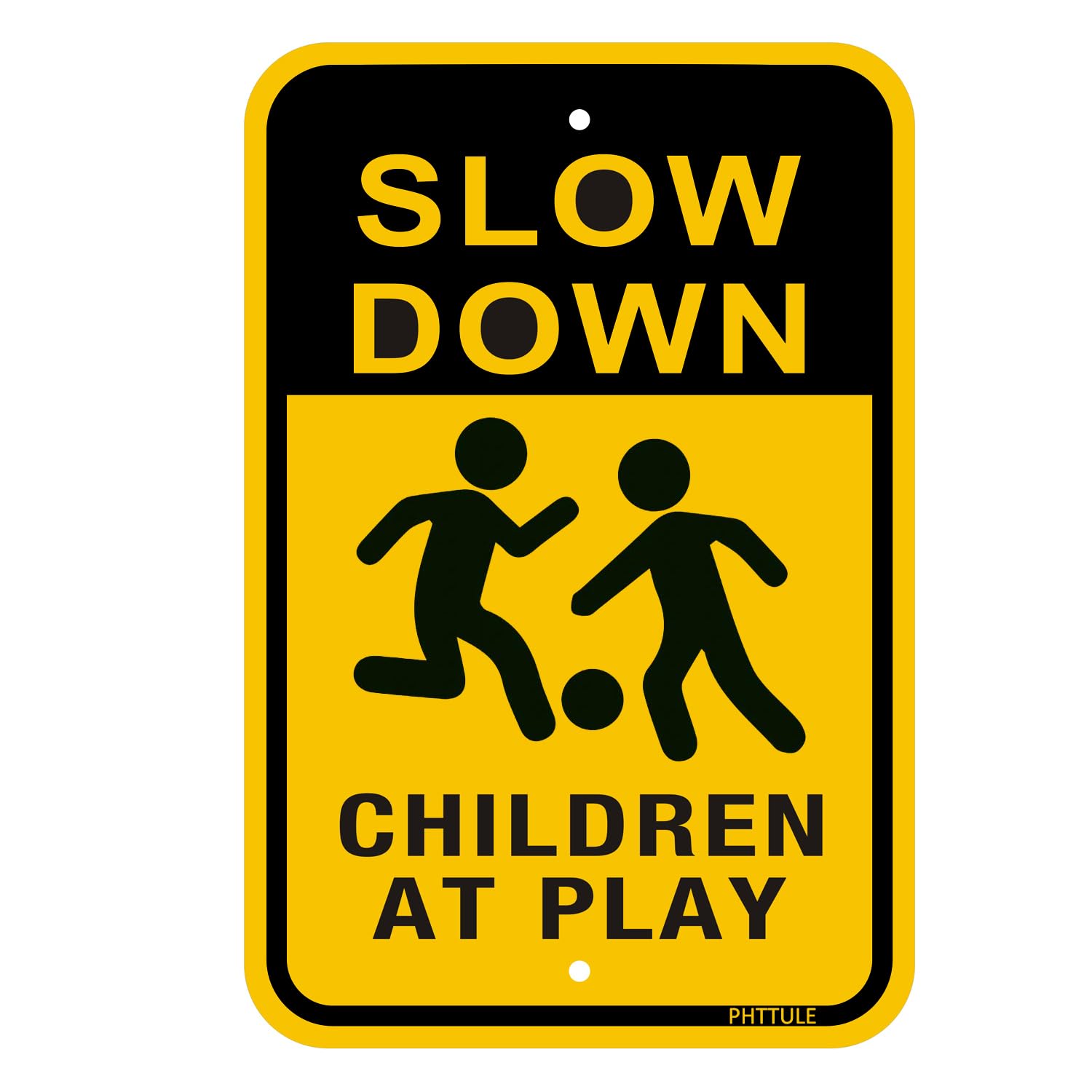 PHTTULE Slow Down Sign Children at Play Sign, 18" x 12" Kids at Play Aluminum Child Safety Caution Signs for Street, Lawn Neighborhoods