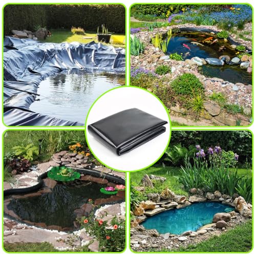 Qcdou Teichfolie, 2mx 2m PVC teichplane, Schwarze Plane, Gartenteich Teichplane, Wasserdicht und Wetterbeständig, Dichtungsfolie Teichmembran für Fischteiche, Wasserfall Pool, Brunnen