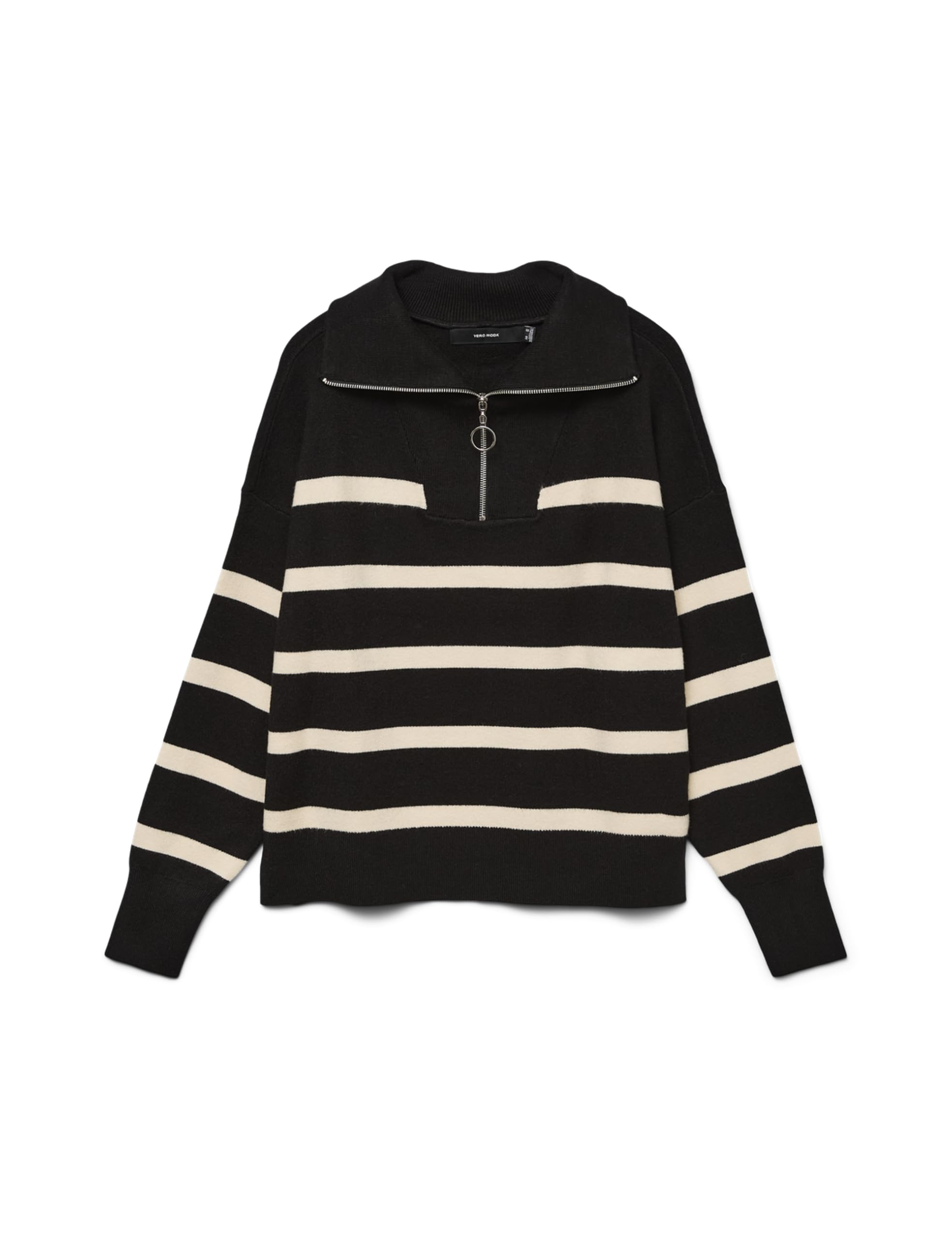 VERO Moda Female Knitted Jumper VMSABA Jumper, Black/Stripes: Birch, M