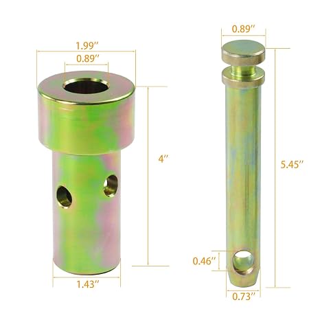 3 Pack TK95029 Cat 1 Quick Hitch Adapter Bushings with Top Link Pin and Lynch Pin 3 Point Quick Hitch Category 1 Bushings for Tractor, Compatible with Most Category 1 Quick Hitches