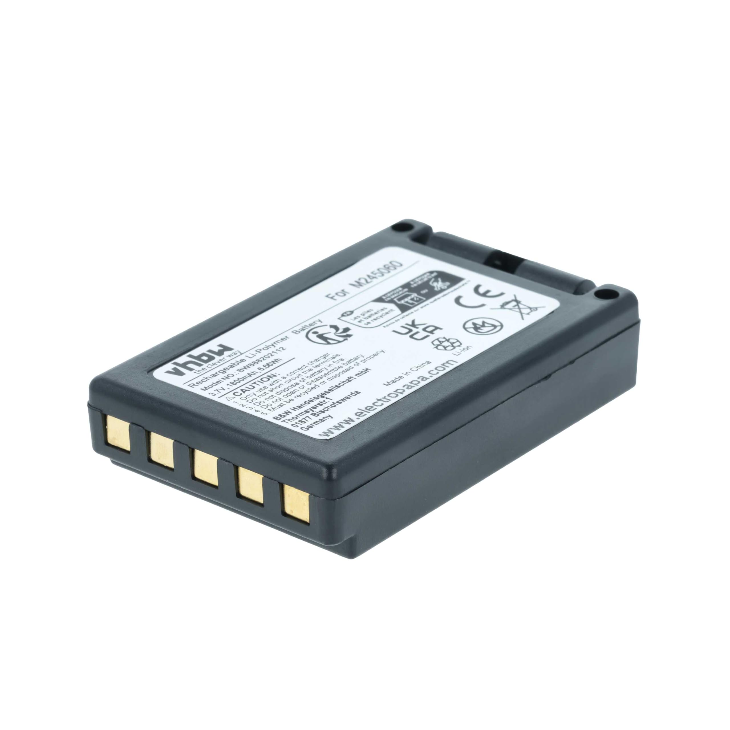 vhbw 2x batteria sostituisce Teleradio M245060, 22.381.2, D00004-02 per Radiocomando Industriale, Telecomando (1800mAh, 3,7V, Li-Poly) - Nero