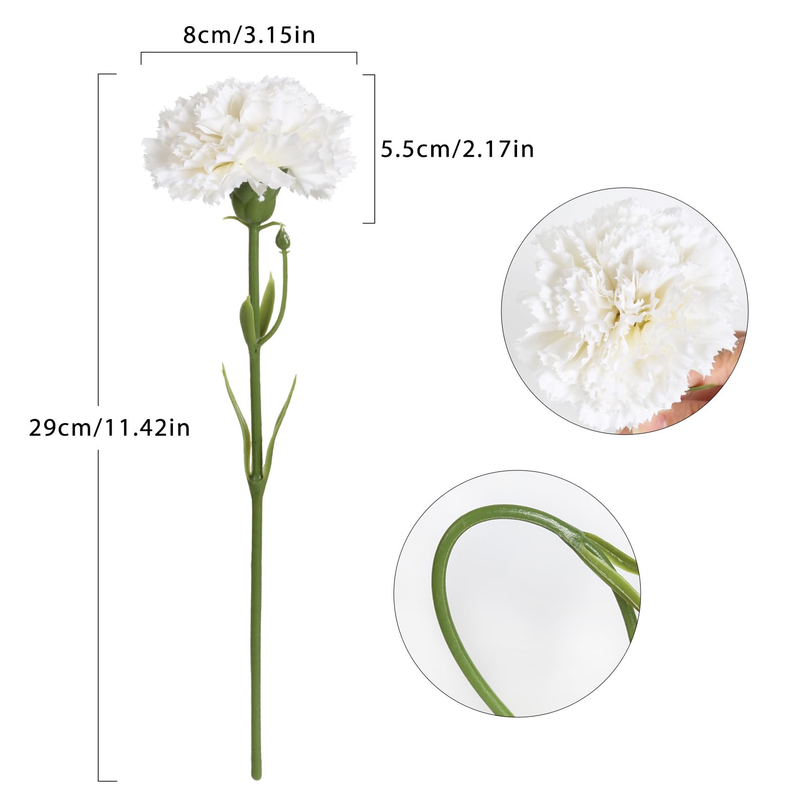 Amazon.co.jp: ICBOX 15個 ホワイトカーネーション 造花 ホワイト