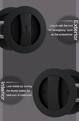 Miniatura 10 de goldenwarm Cerradura de puerta de bolsillo, herrajes para puerta de bolsillo cuadrado, color negro mate, cerradura de puerta de bolsillo deslizante