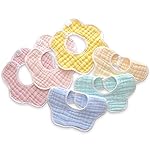 DOSMINE Muslin Baby Bibs for Drooling and Teething Newborn Drool Bibs for Baby Girl Boy (Light Pink)