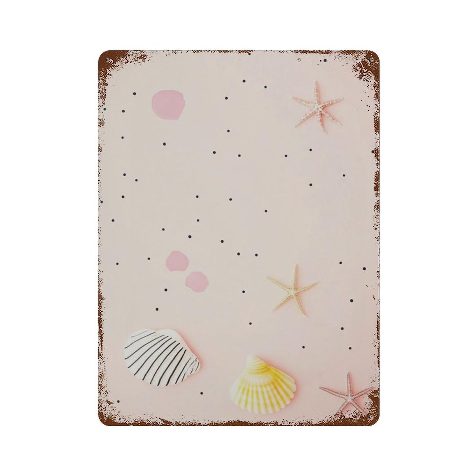 xiaoxiaoshen Seashell Starfish Coastal Beach Minimal Ocean Soft Pastel Marine Work Wall Decor Art Metal Tin Poster Modern Home Decor Art Home Bar Shop Decorations Vintage Sign 40x30cm