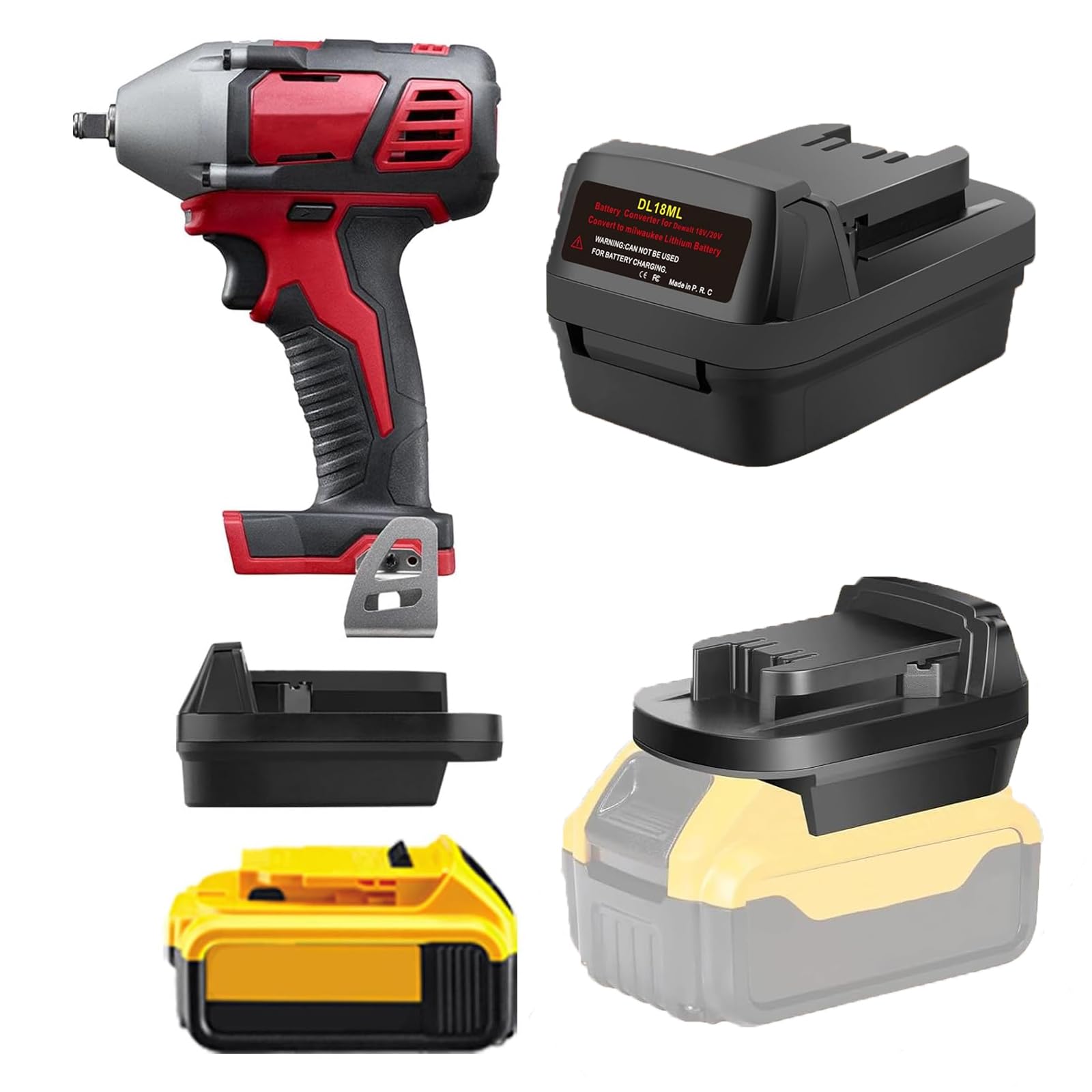 BAT20TL DW18ML Battery Adapter for DeWalt 18V 20V Lithium-Ion Battery Convert to for Milwaukee 18V Power Tool, Fits for DeWalt 20V Battery, Suitable for M18 18V Cordless Tools