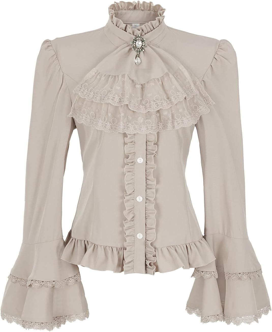 MingyuezaiVictorian Blouse Womens Gothic Pirate Shirt Vintage Long Sleeve Lotus Ruffle Tops