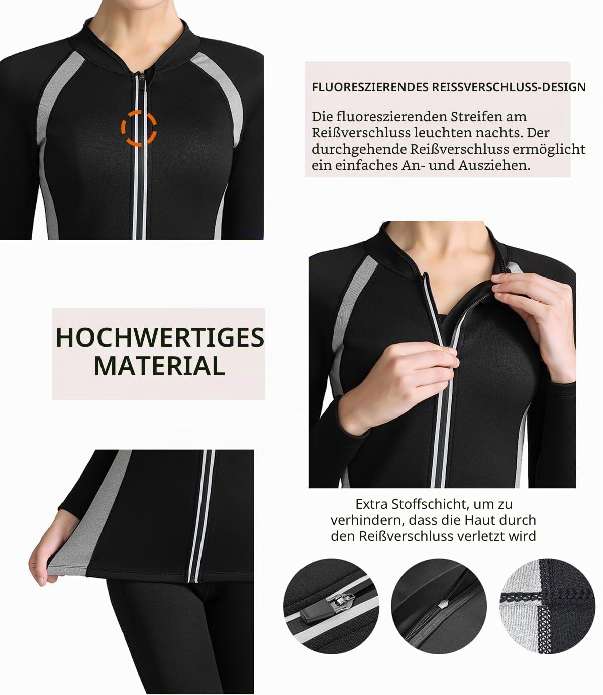 Sauna Effekt Anzug Taille Damen Top Suit Fitness Schwitze Lange Ärmel Neopren Shirt Abnehmen Korsett Schwitzjacke Thermo Body Shaper