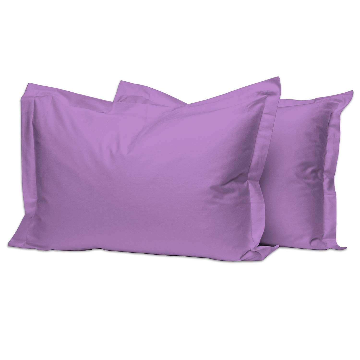 Pizuna 100% Cotton Standard Pillowcases 2 Pack Purple 50x75cm, 400 Thread Count Long Staple Combed Cotton Soft Pillow Cover, Sateen Weave Oxford Pillow Cases (Cooling Pillowcase 2PC) โ image 1