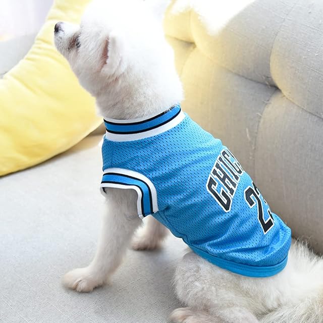 Foto 4 de 6 de 2 camisetas de baloncesto para perros, ropa de verano, tela de malla, suave y transpirable