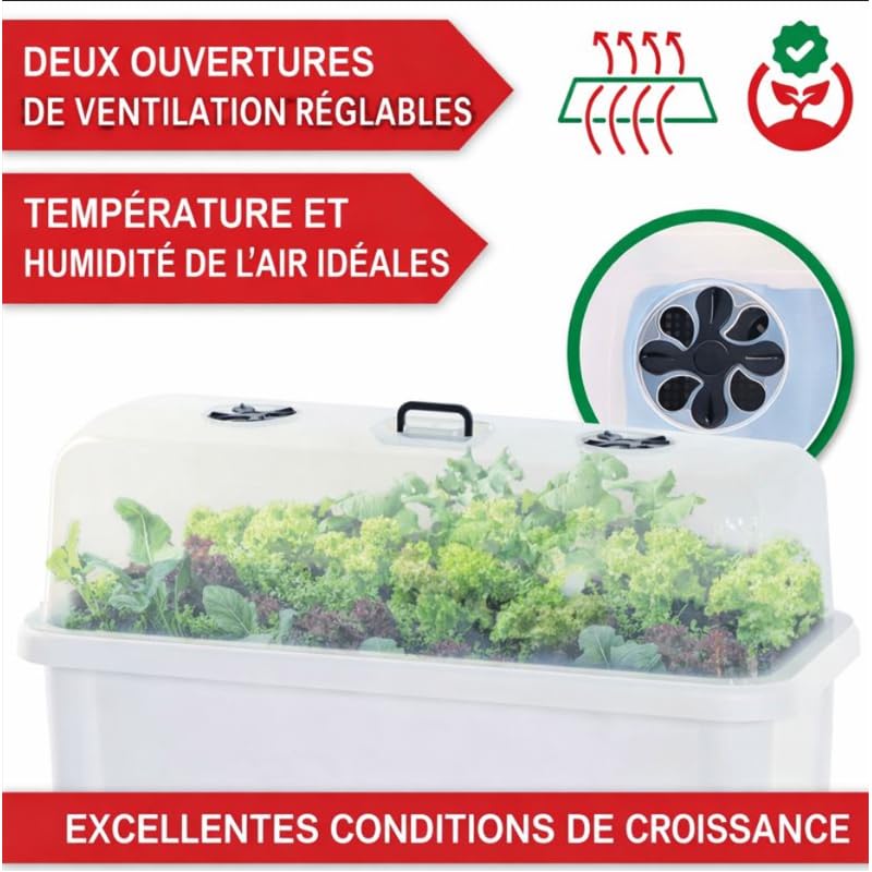 BB Loisir Carré Potager sur Pied Plastique Blanc avec Couvercle 76x 66x37cm Jardinière surélevée