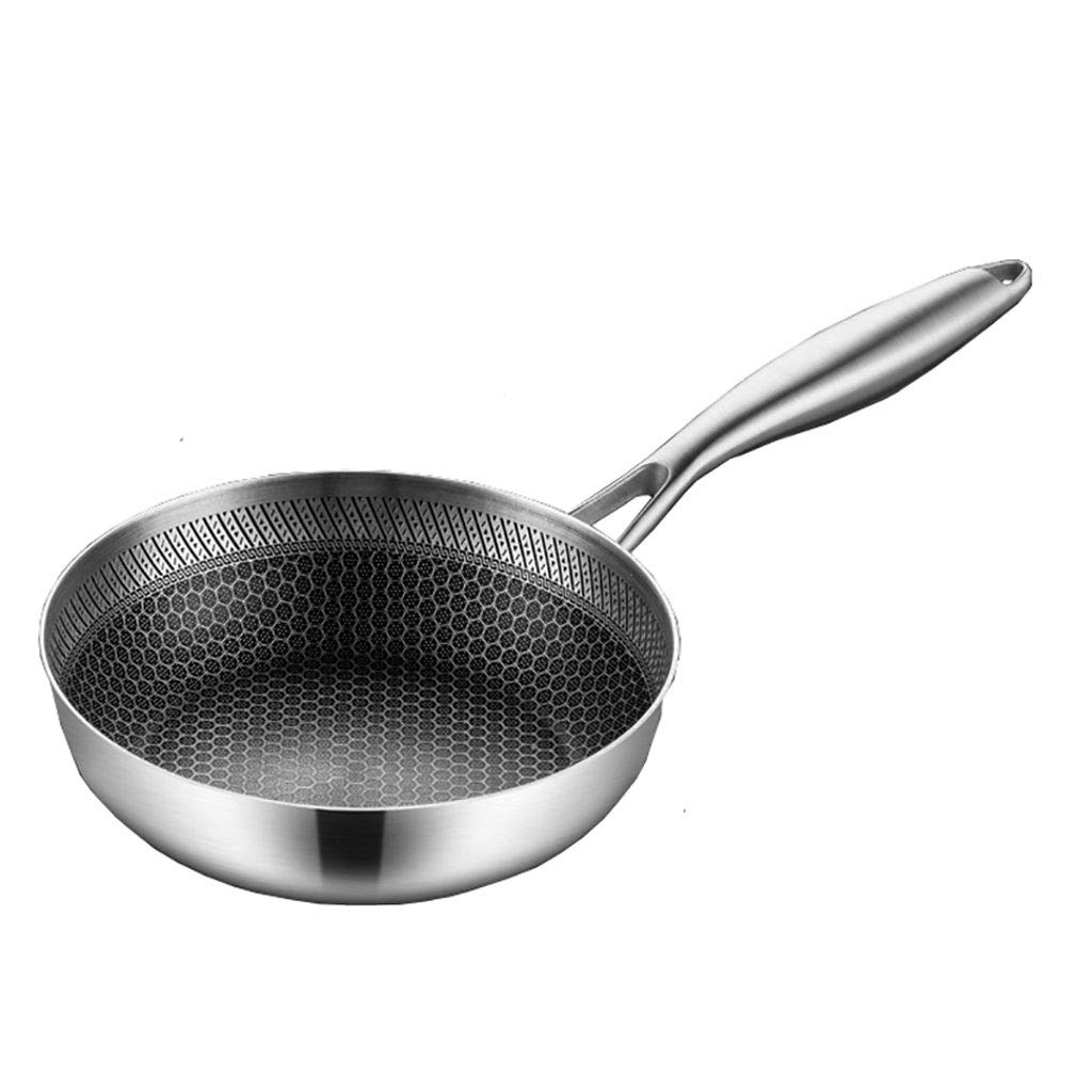 SH-chaoguo Fry Wok/Frying Pan/uncoated Non-Stick Pan/316 Stainless Steel Cooking Pan (20/22/24 Cm), for Induction Cooker, Gas Stove (Size : 24cm)