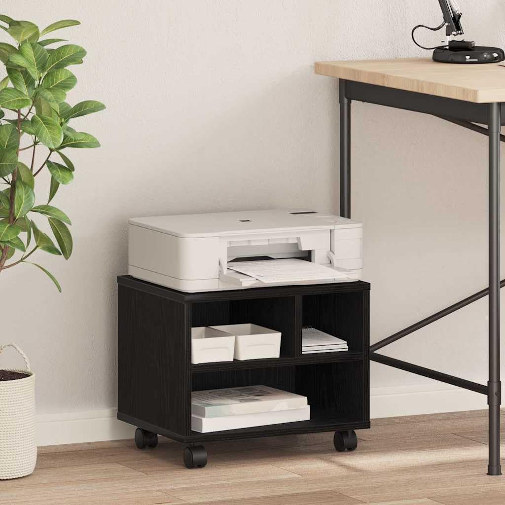 Supporto per stampante con ruote, in legno di quercia nera, 41 x 32 x 34,5 cm, supporto per stampante rettangolare per ufficio e casa, supporto mobile con ruote per stampante