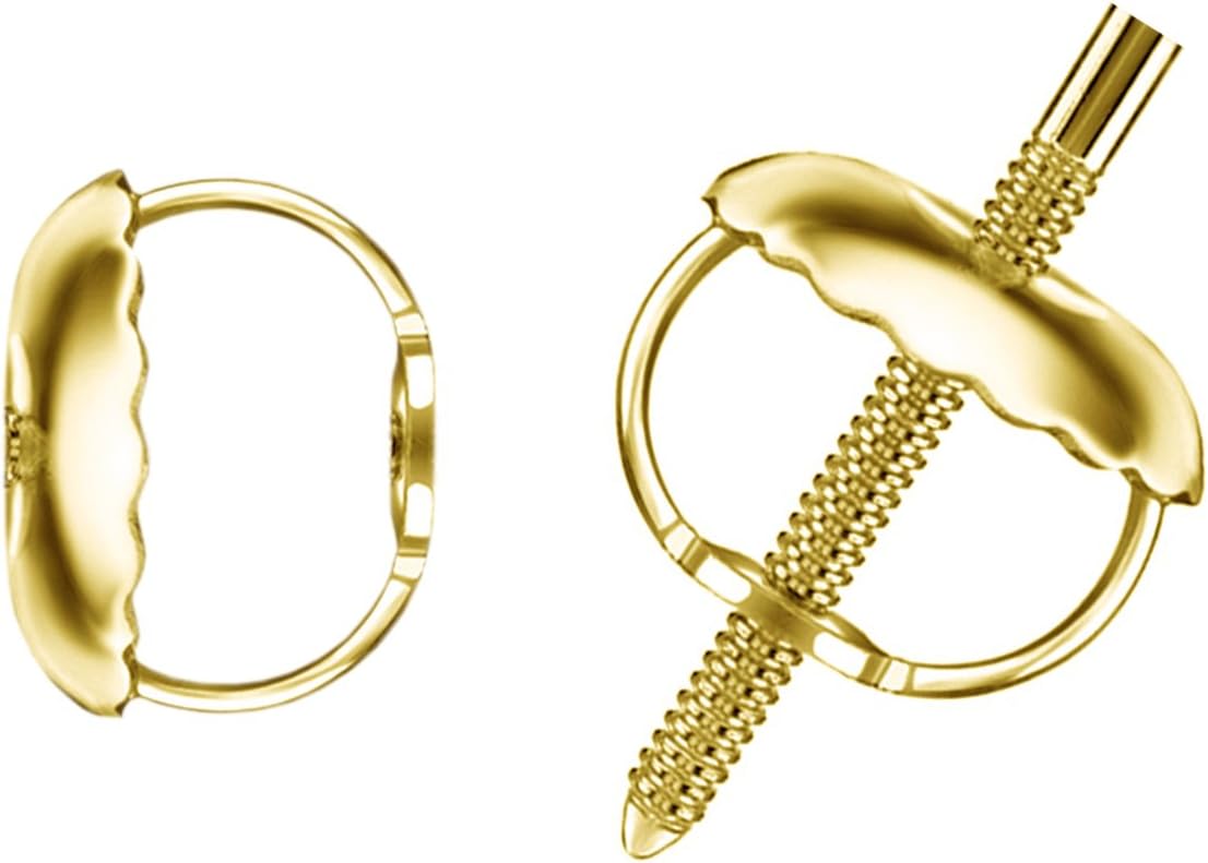 14k Gold Earring Screw Backs Threaded Post to fit .034 Inch (1 Pair)