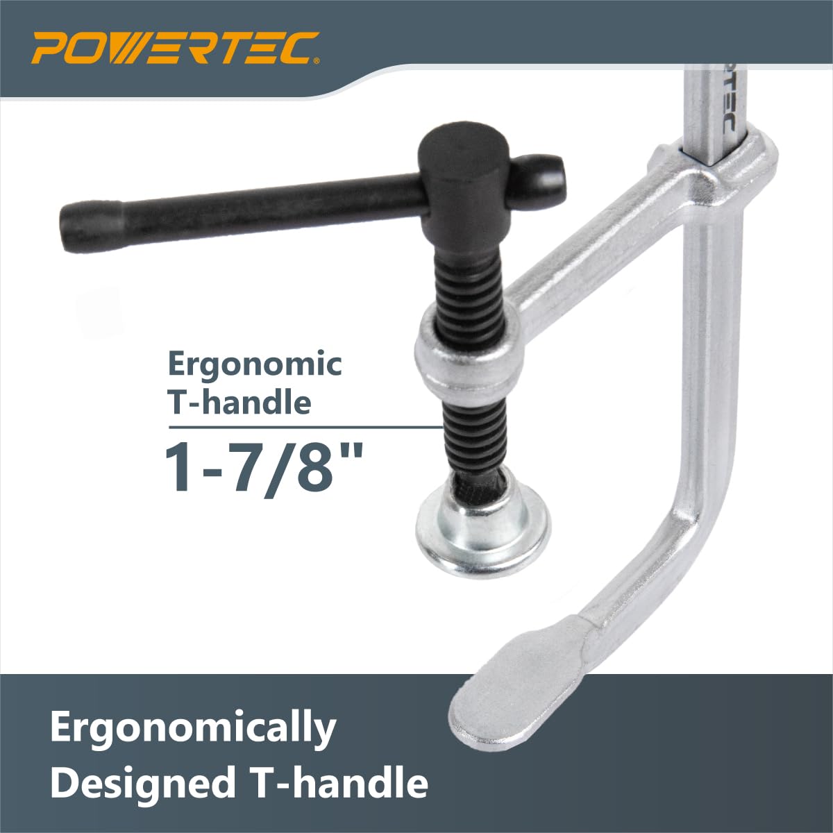 POWERTEC 71598 Abrazadera F de 4 pulgadas resistente estilo F abrazadera de barra para carpintería, capacidad de 217 kg cada uno, paquete de 2