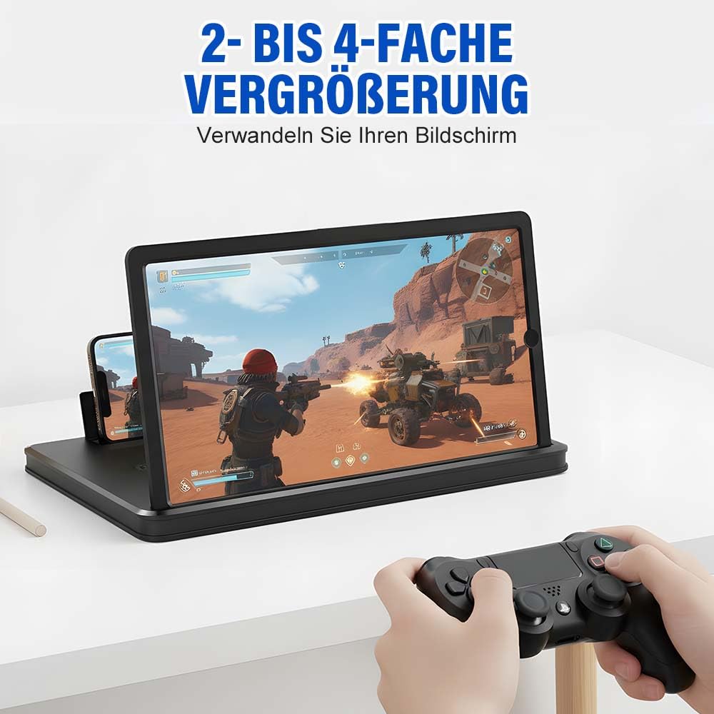 Handy Bildschirmlupe, HD Handy Lupe, 3D Bildschirm für Handy für Allen Smartphones, Perfekt zum Ansehen von Filmen,Videos (Schwarz, 15,75 in)