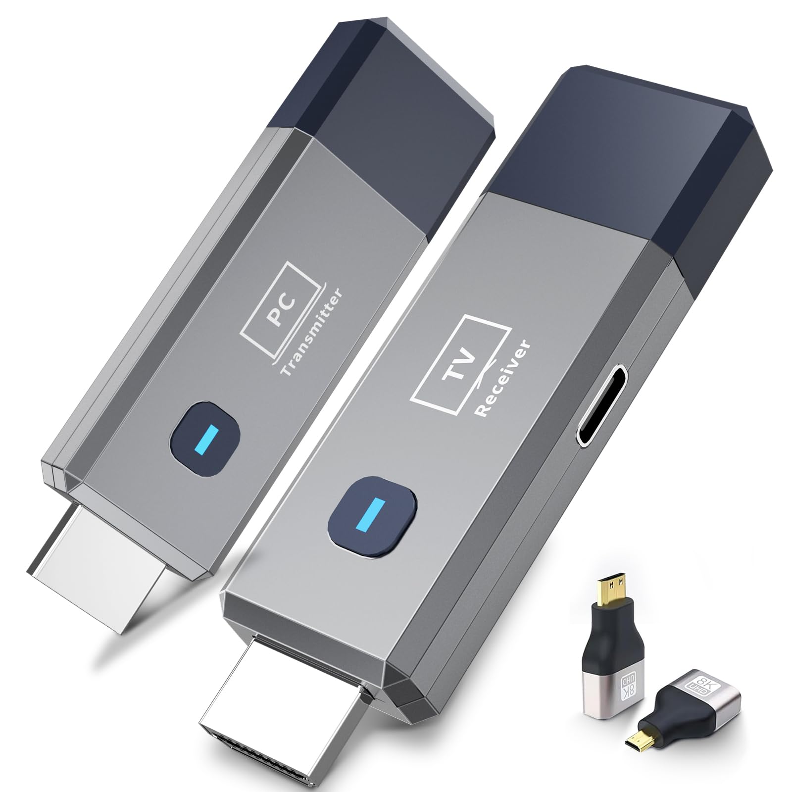 wireless hdmi transmitter and receiver, 165ft/50m wireless hdmi for 4k 1080p decoding input output, 2.4g/5.8g portable plug and play for video and audio to monitor from