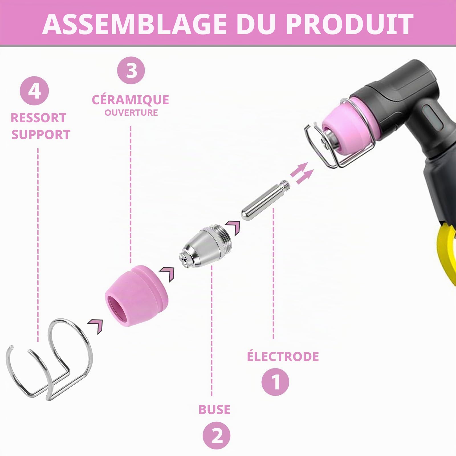 Parkside SG-55 AG-60 WSD-60 Lot de 50 accessoires pour coupe-plasma, buse de découpe plasma, buse et électrode