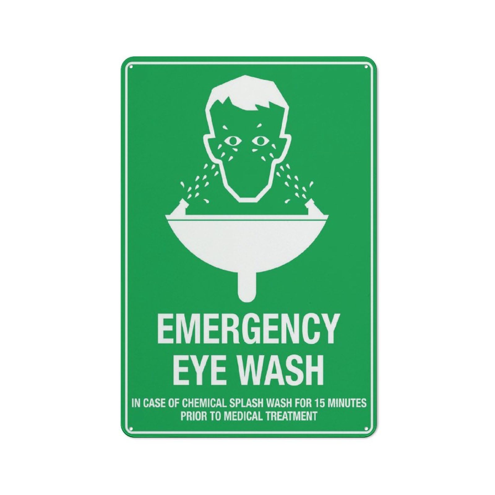 Emergency Eye Wash (In Case Of Chemical Splash) Warning Tin Sign, 8x12 Inch Wall Decor for Home, Kitchen, Farm, Garden, Garage
