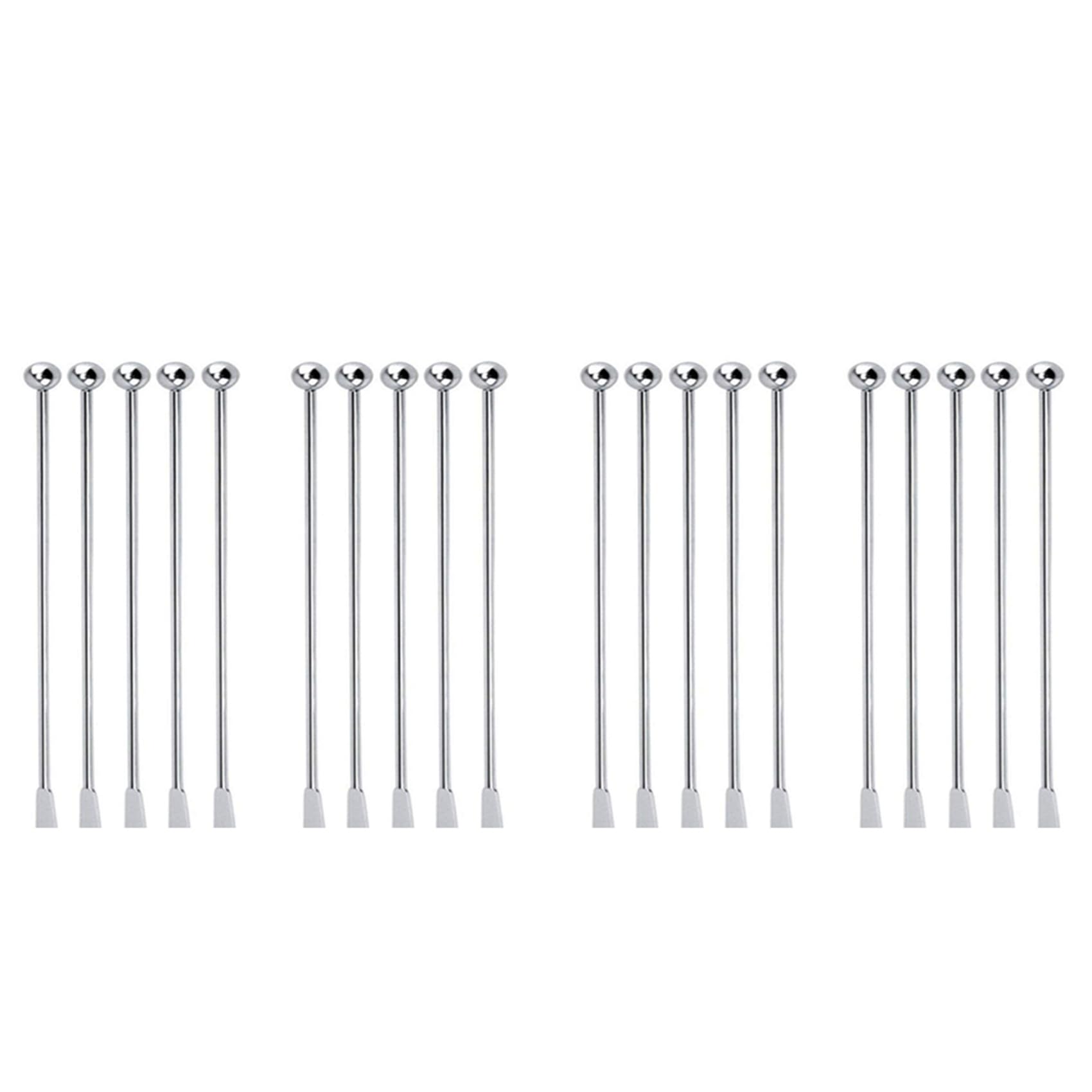 Hndhbfgrt 20 Pcs Reusable Swizzle Sticks Coffee Stirrers Beverage Stir Sticks Stainless Steel Cocktail Swizzle Sticks Silver