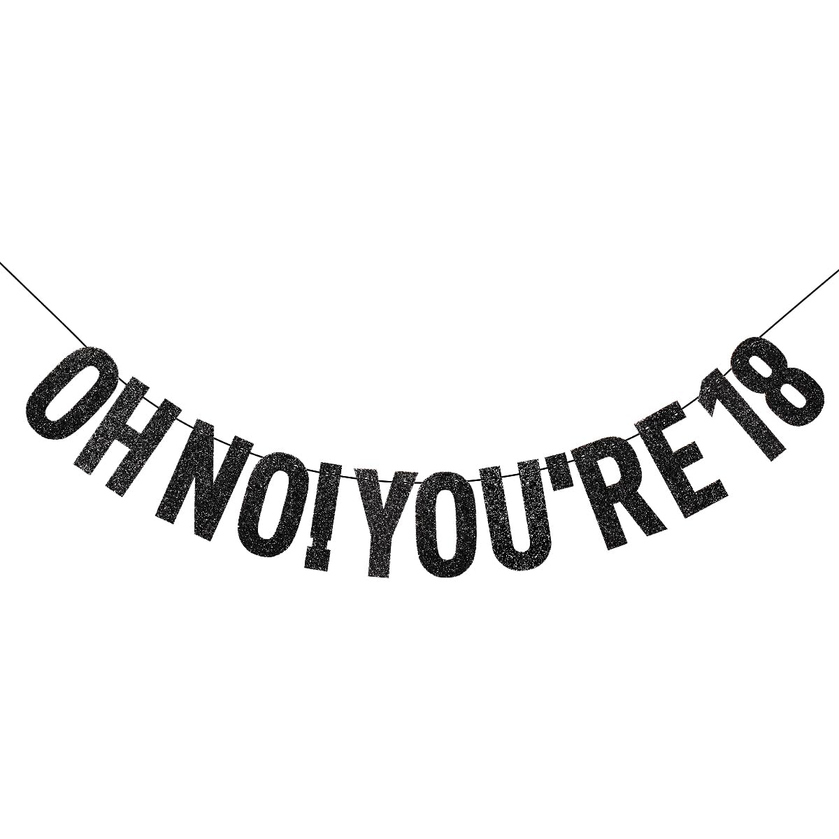 Happy Birthday Banner 18th Birthday Decorations Glittery Black 18th Party Sign for Birthday Celebration. Adulting Background Banner for high school