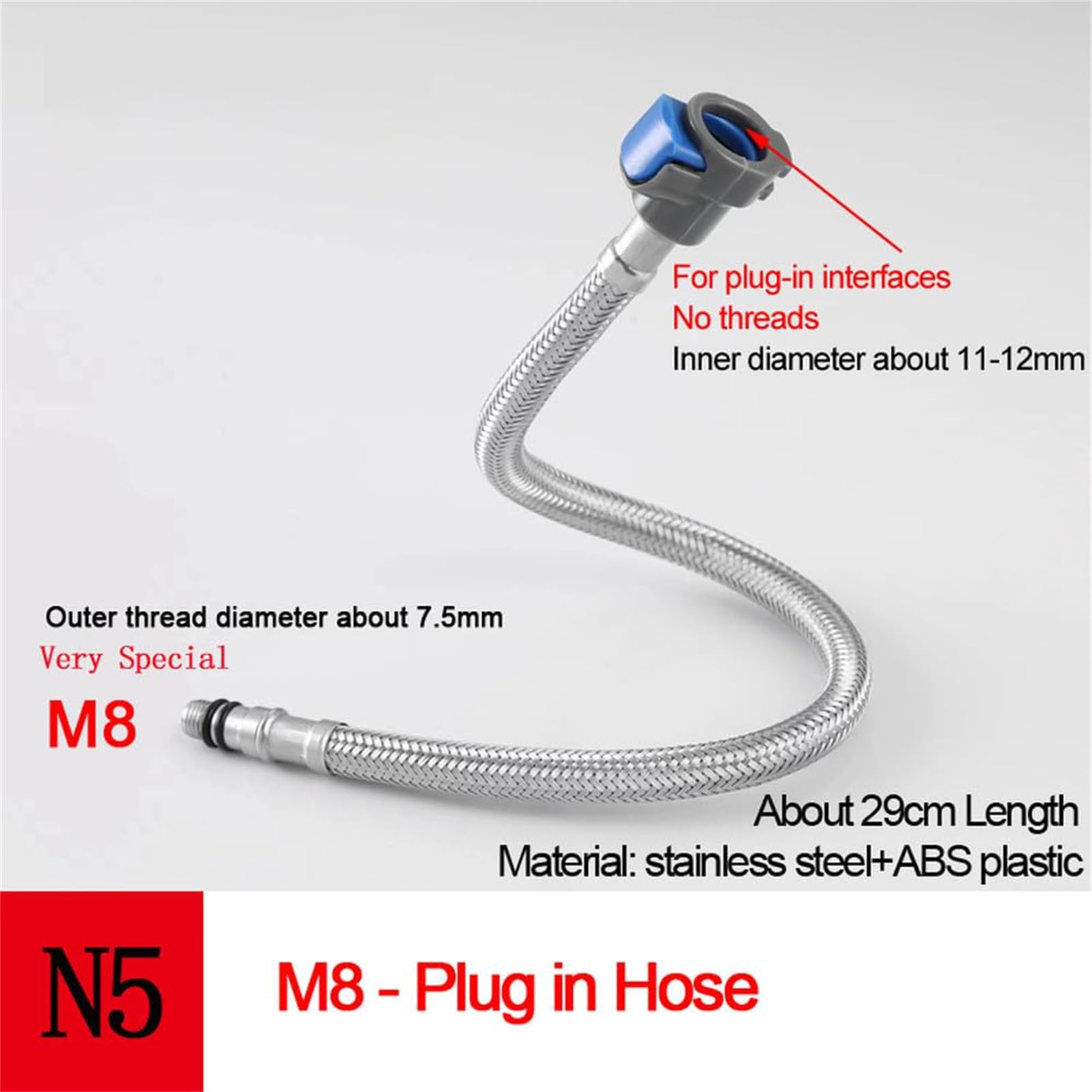 Manguera de conexión de entrada especial para grifo extraíble de cocina y baño, adaptador de extensión enchufable M8,manguera enchufable 29cm