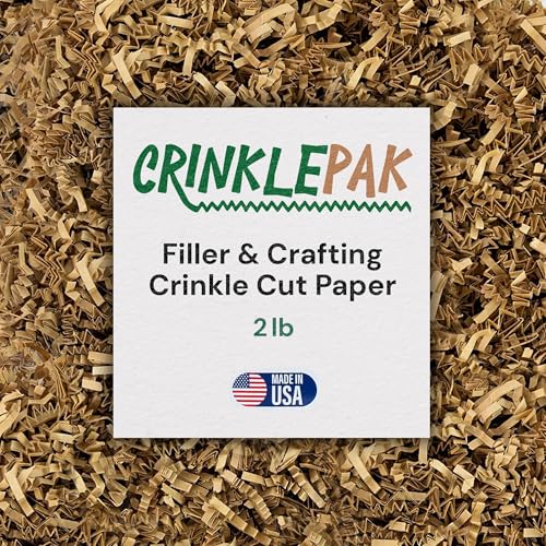 CrinklePak Kraft Crinkle Cut Paper Shred 2 LB | USA Made Gift Basket Filler Shredded Paper for Gift Baskets Wedding Christmas Mothers Day Birthdays Boxes & Packaging | Kraft