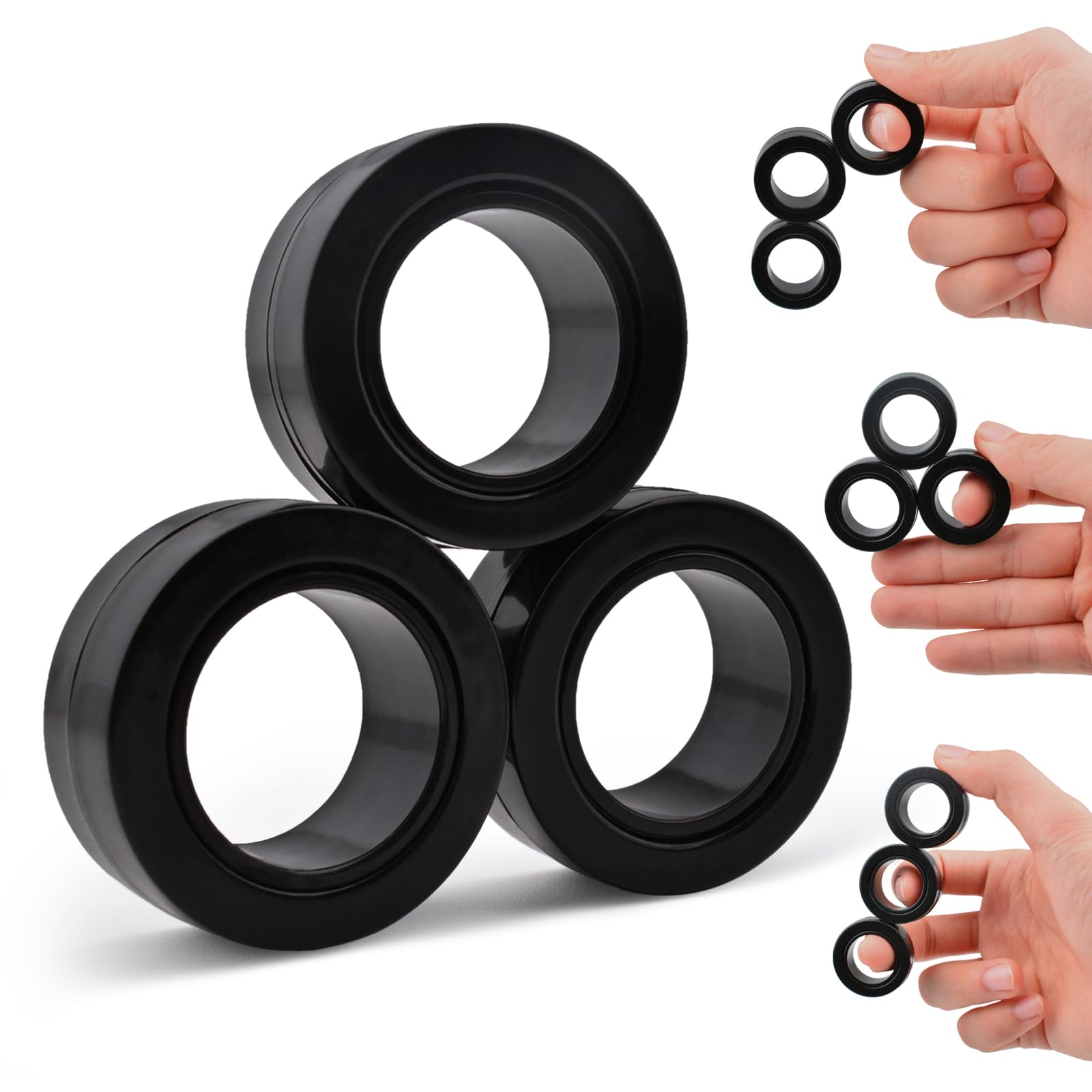 Cevioce 3pcs Magnetic Ring Fidget Toy Set ADHD Anxiety Magnetic Finger Spinner Pack for Teens Adults Kids Cool Magnet Stress Relief Toys for Boys Girls Age 8+ Gift-image-23