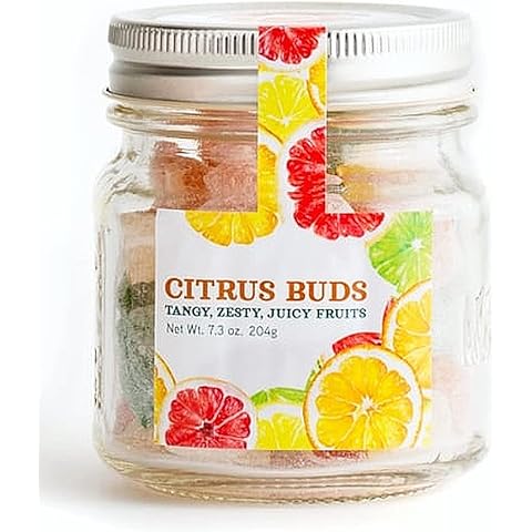 Butterfields Hard Candy Buds in a Nostalgic Mini Mason Jar - 7.3 Ounces - Gourmet, Old-Fashioned | Gluten Free | Made with 100% Real, Pure Cane Sugar | Handcrafted in the USA (Citrus Buds) Cover
