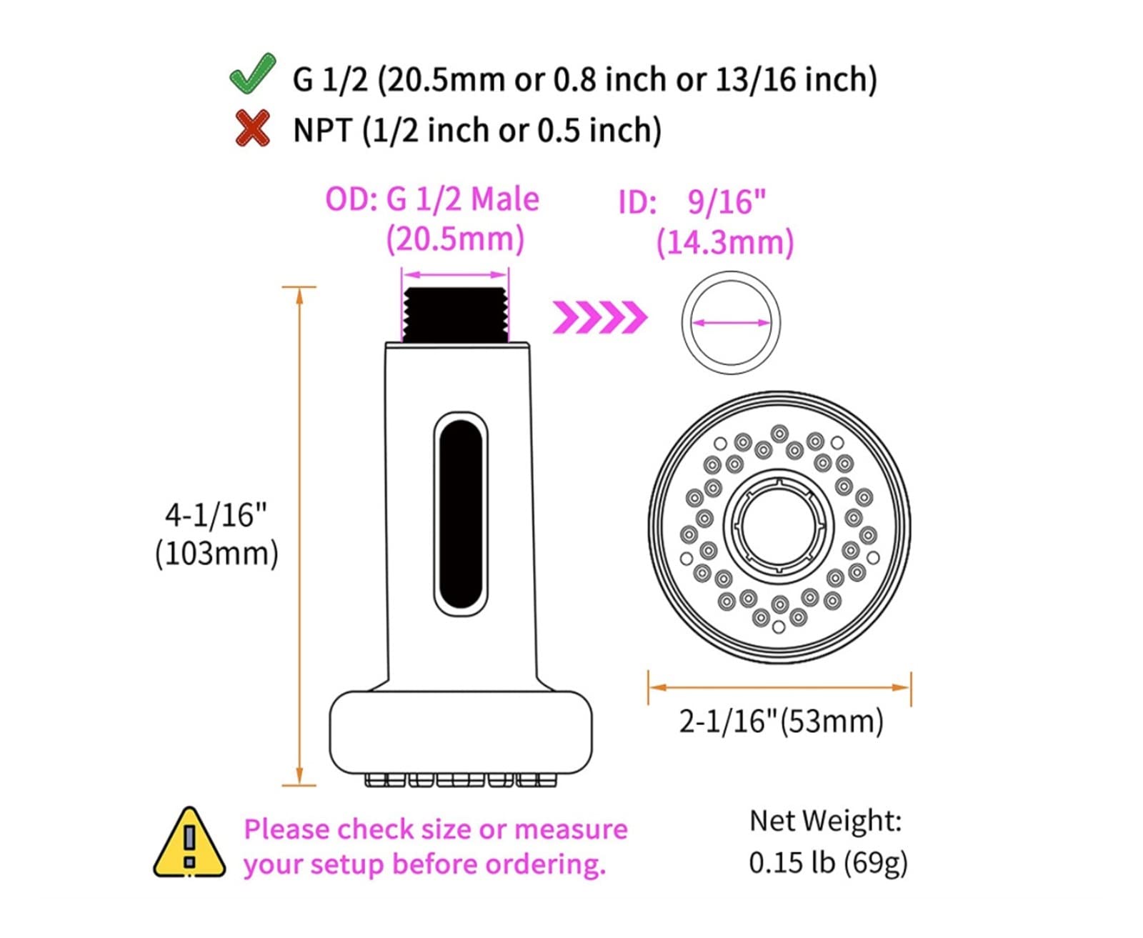 Perlator do kranu, Opryskiwacz do kranu kuchennego, wylewka do kranu zlewu kuchenne części zamienne do dyszy kuchennej 2 funkcje nikiel szczotkowany do kuchni i łazienki(Chrome)