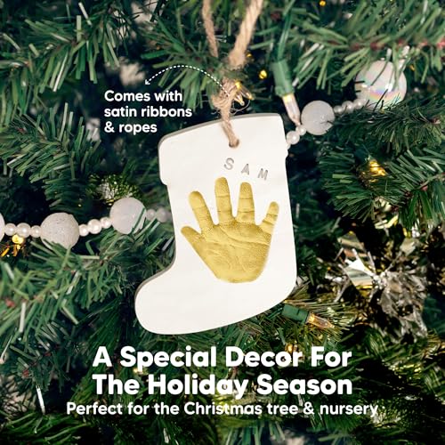 Baby Hand and Footprint Kit - Personalized Baby First Christmas Ornament, Newborn Footprint Ornament Keepsake, Easy DIY Dog Paw Print Kit, Newborn Christmas Gifts for Boys, Girls, New Mom (Jingles) - Thumbnail 4