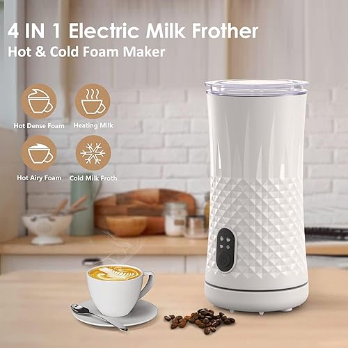 Miniatura 9 de Espumador de leche eléctrico y vaporizador  Espumador de leche caliente y fría con apagado automático  Espuma rápida y sin esfuerzo  Calentador de