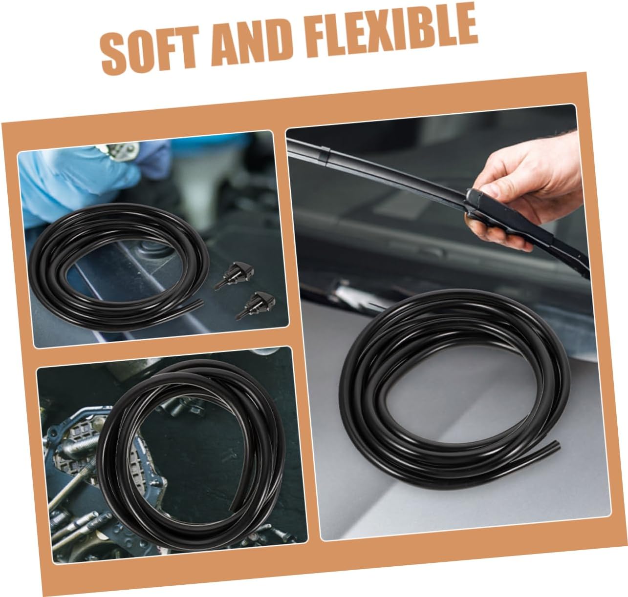 2Pcs Windshield Washer Hose Kit Flexible Water Tube for Car Wiper Installation Reliable Replacement Hose Connector for Windshield Cleaning