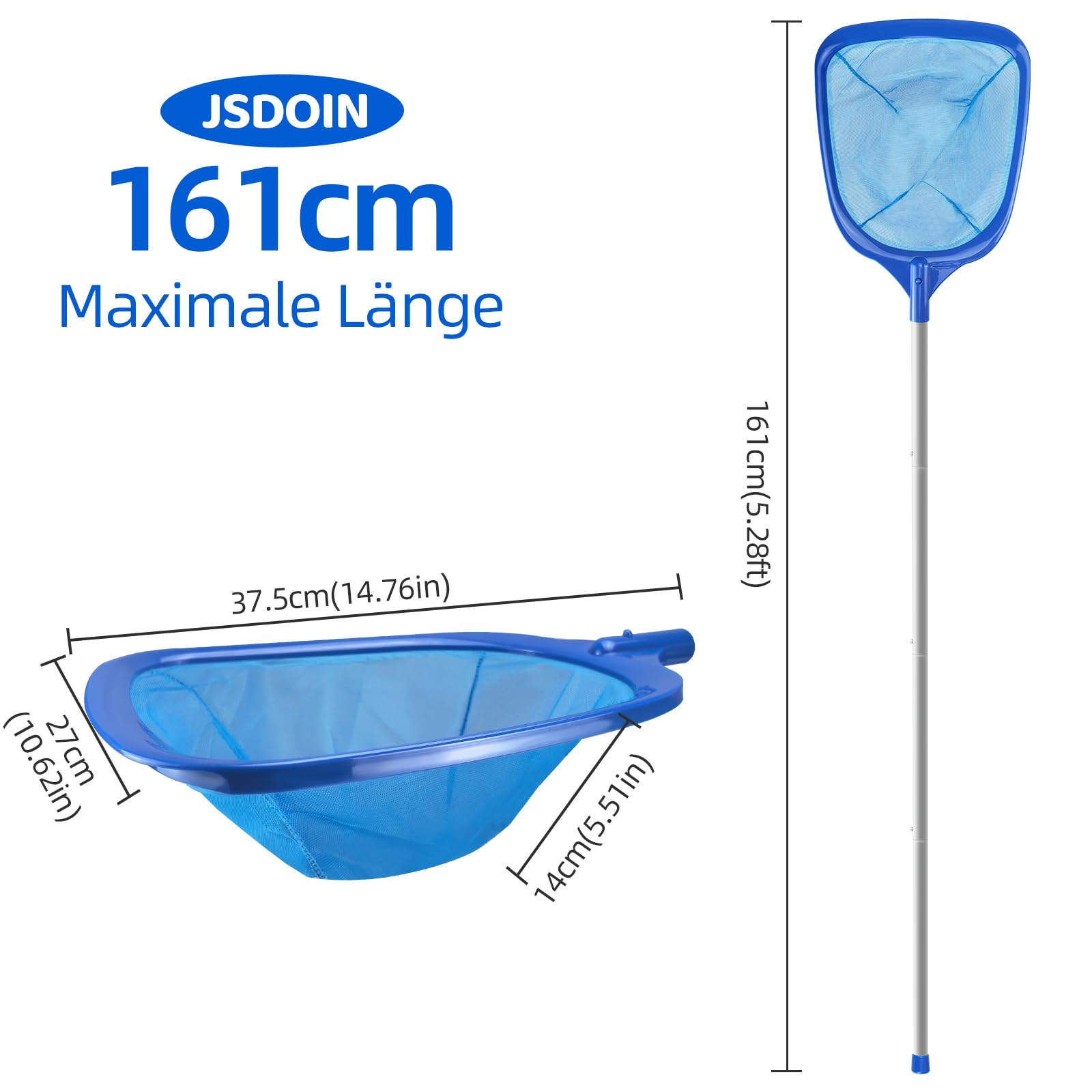 Jsdoin Podbierak basenowy, 161 cm długości,
