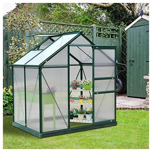 6x4/6/8x7FT Greenhouse Aluminum Frame Walk-in Outdoor Plant Garden Polycarbonate (Color : 4ft)