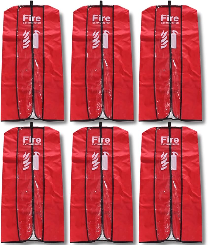 Fire Extinguisher Cover Large Size 6 Pack - Dust, Scratch Protective Cover - Fire Extinguisher Transparent Sleeve - Waterproof Weatherproof Protective Covering for Emergency extinguishers up to 20LBS