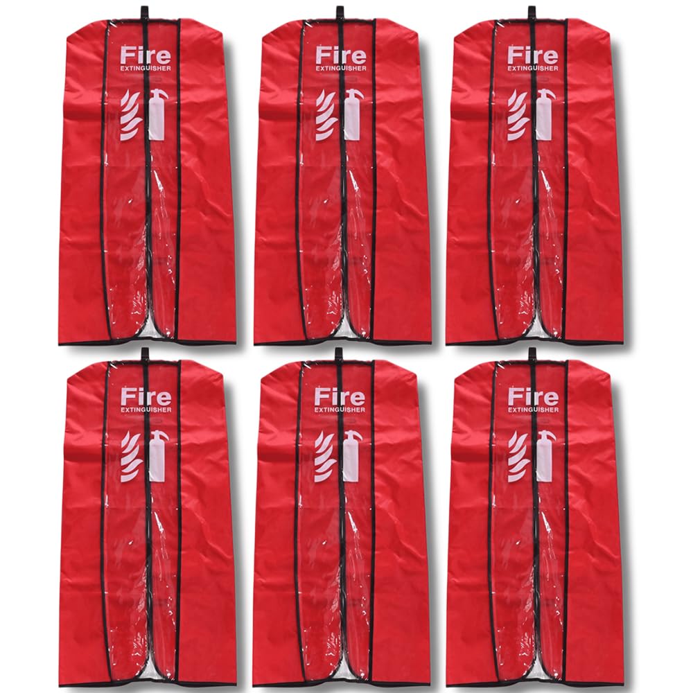 Funda para extintor de incendios - Tamaño grande, paquete de 6 - Hasta 10 kg contra el polvo y los arañazos, funda transparente para extintor de incendios - Cubierta protectora impermeable