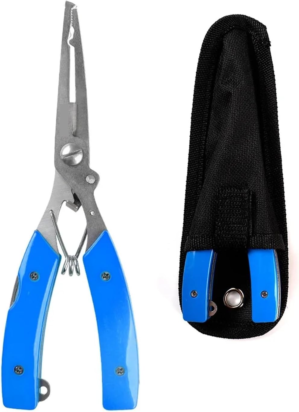 Stainless Steel & Aluminum Alloy Fishing Pliers Multifunctional Hook Remover Split Ring Line Cutter Tackle(Blue)