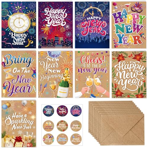 Lot De 12 Cartes De Vœux En Feuille D'or Sur Le Thème Du Nouvel An 2026