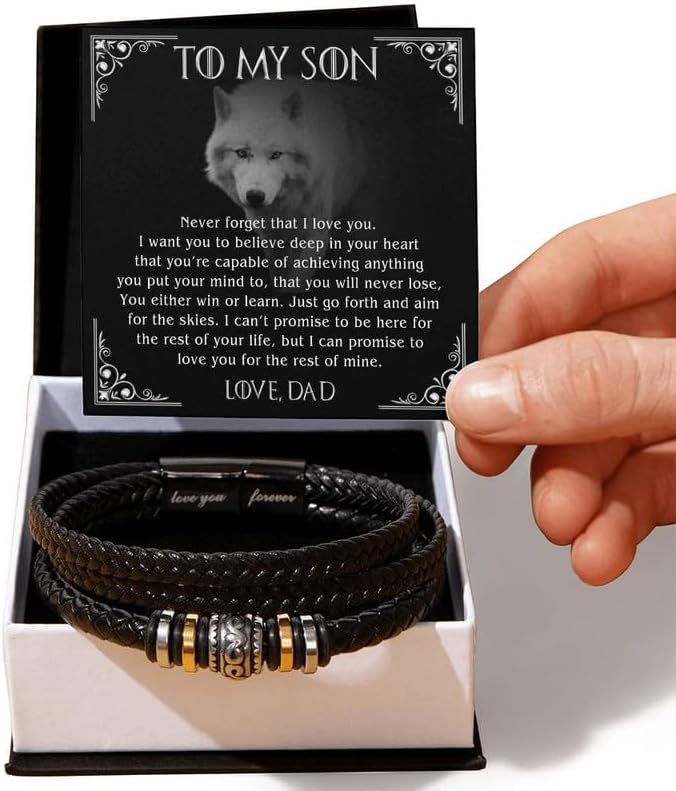 VIRAGIL To My Son Bracelet, Son Gifts From Mom And Dad, Bracelets For Sons From Father Mother, Gift For My Sons Christmas, Graduation Birthday With Message Card And Gift Box - Image 6