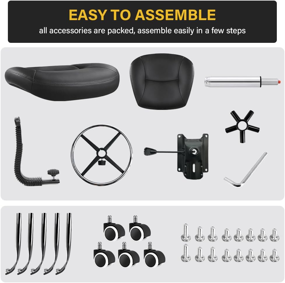 Drafting Chair with Back Footrest Adjustable Office Stool Chair 360 Swivel Rolling Stool with Wheels Desk Chair with Backrest for Drafting Office Lab Studio Counter Bedroom Kitchen Shop (Black)