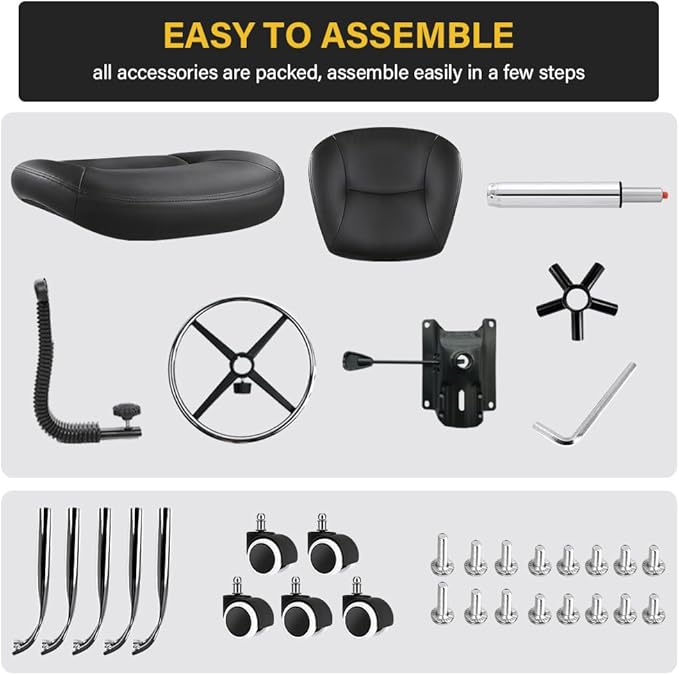 Silla de Oficina con Reposapiés Ajustable Giratoria Negra miniatura 7