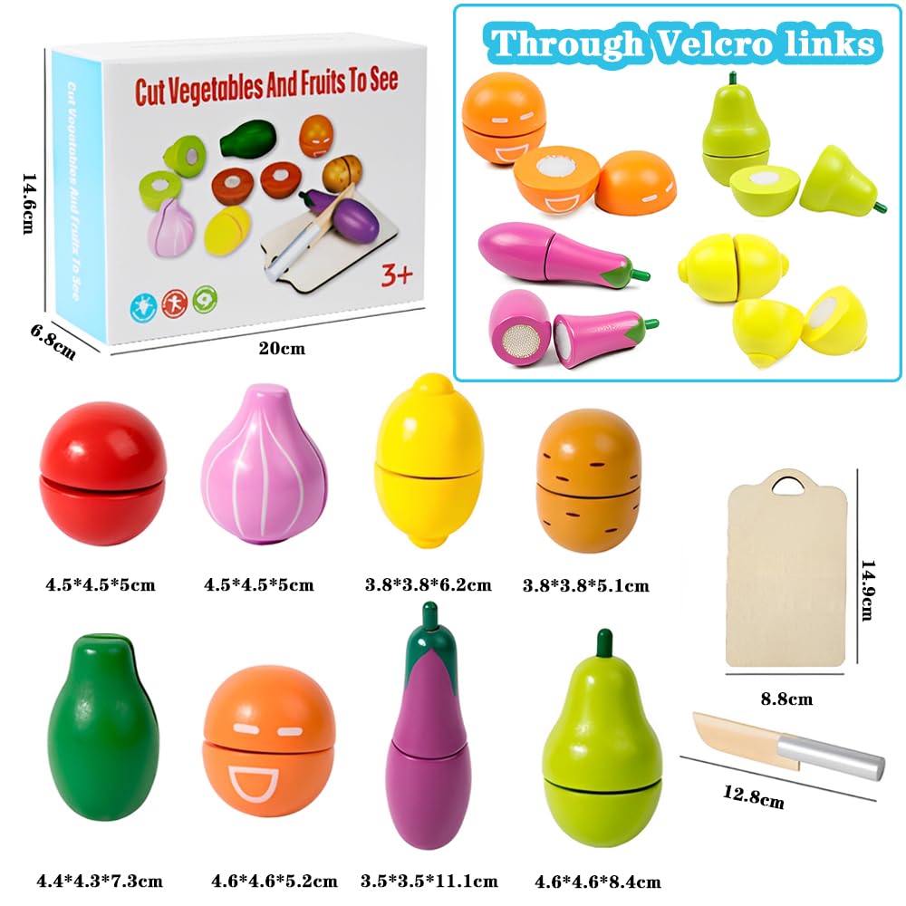 Jouets en Bois Fruits et Légumes,Jeux de Cuisine Enfants,Jeu d'imitation Jeux,Fruit et Legumes Jeux Enfant, Enfants Jeu d'imitation Jeux Legumes a