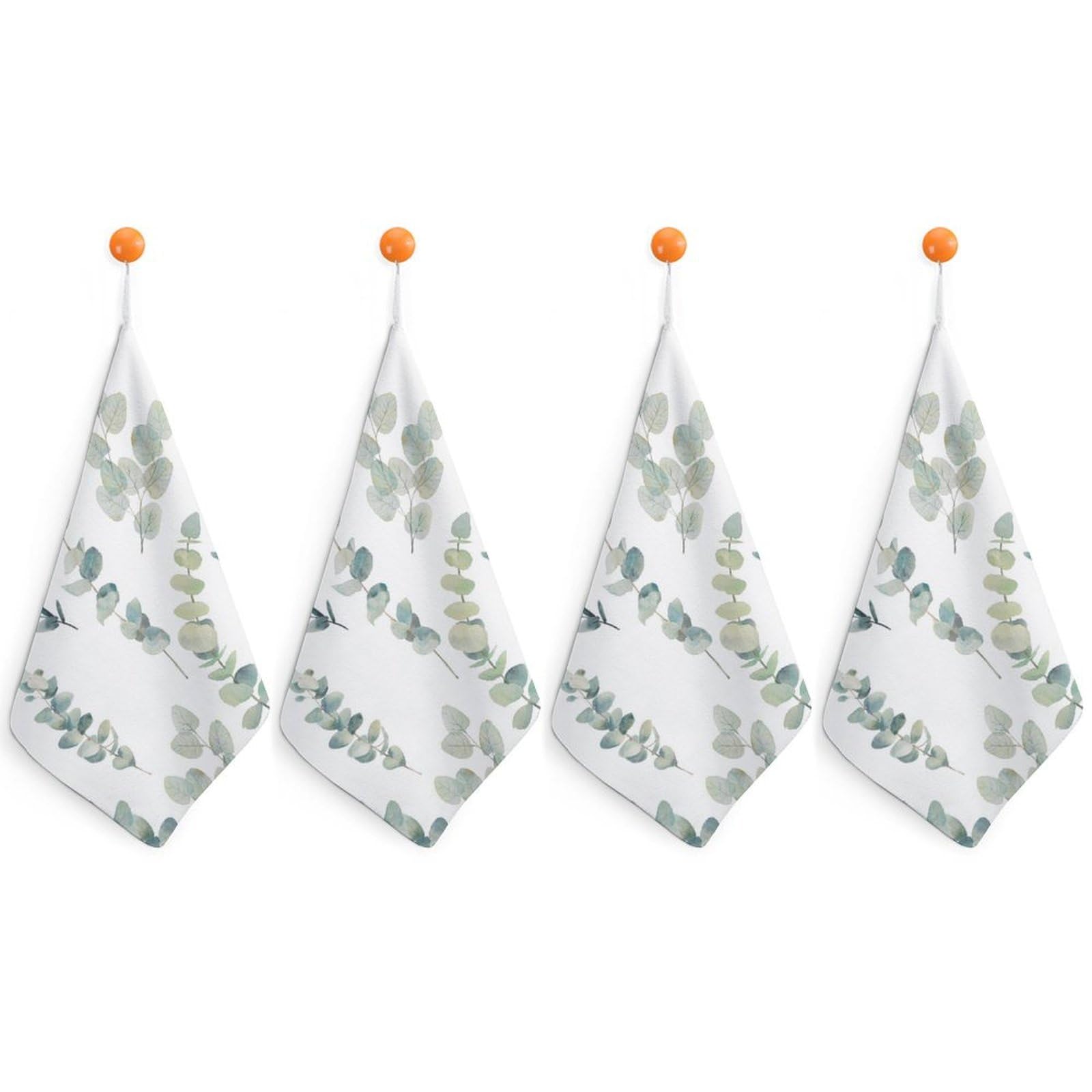 LEDFCVSU 4 Piece Hanging Hand Towels, Eucalyptus Leaves Small Dry Hand Towel for Kitchen Bathroom