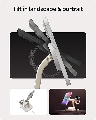 Miniatura 5 de Mophie Soporte de carga inalámbrico, certificado Qi2, cargador MagSafe para iPhone, cargador inalámbrico rápido magnético con soporte ajustable para